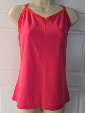 Vintage Avenue Hot Pink Top with Orange Trim 14/16